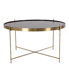 Venezia Sofabord - Hjørnebord i messing farvet stål med glas ø70xh40cm