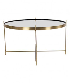 Venezia Sofabord - Hjørnebord i messing farvet stål med glas ø70xh40cm