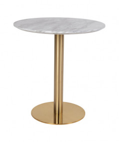 Bolzano spisebord med top i marmor look og messing ben ø70x75cm