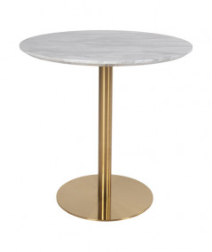 Bolzano spisebord med top i marmor look og messing ben ø90x75cm
