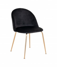 Stol i sort velour med ben i messing look