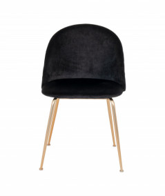 Stol i sort velour med ben i messing look
