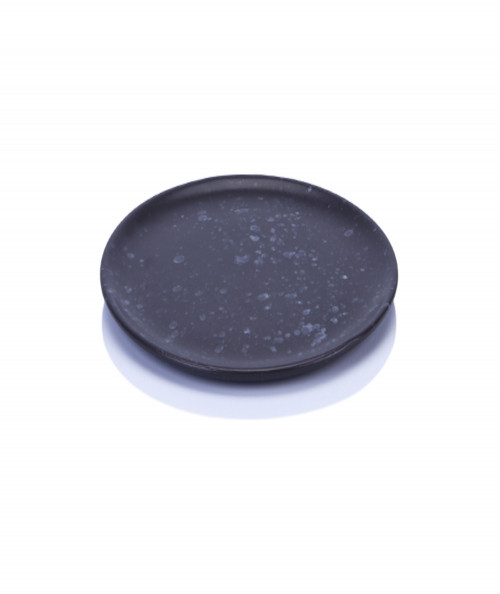 Raw desserttallerken sort spotted - 20 cm