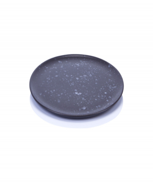 Raw middagstallerken sort spotted - 28 cm