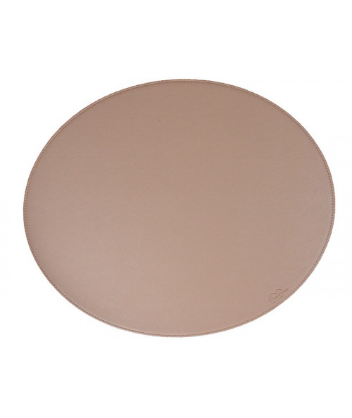 Oval dækkeserviet i beige med hård overflade