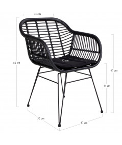 Trieste Stol - Stol i sort polyrattan med hynde