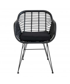 Trieste Stol - Stol i sort polyrattan med hynde