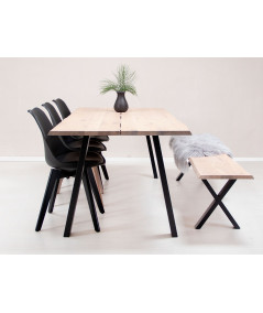 Bænk i 30 mm massiv egetræ. Hvid/Natur/Vintage/Smoked