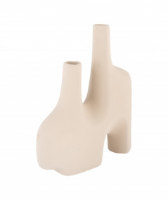 Vase i sand keramik med to åbninger